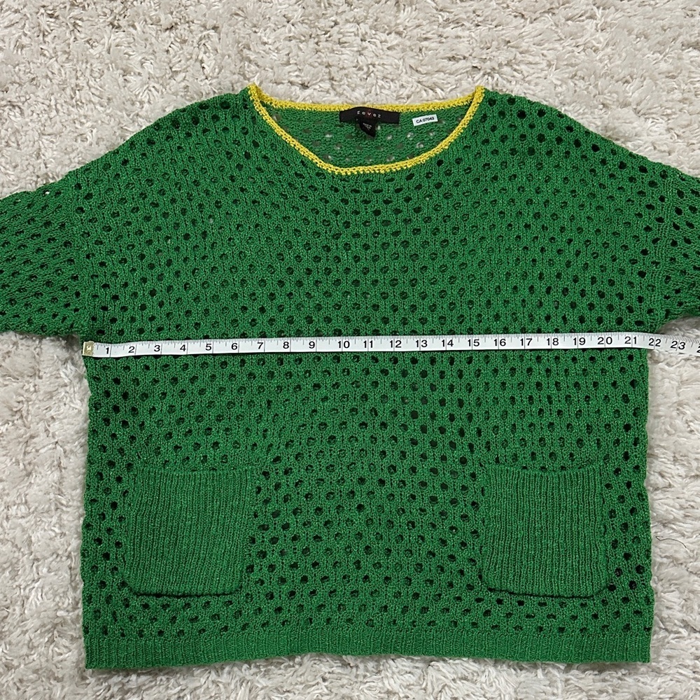 FEVER Y2K Green Open-Knit Bohemian Sweater Sz S - Picture 9 of 12